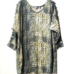Bleu Bayou notched open sleeve blouse top medium‎